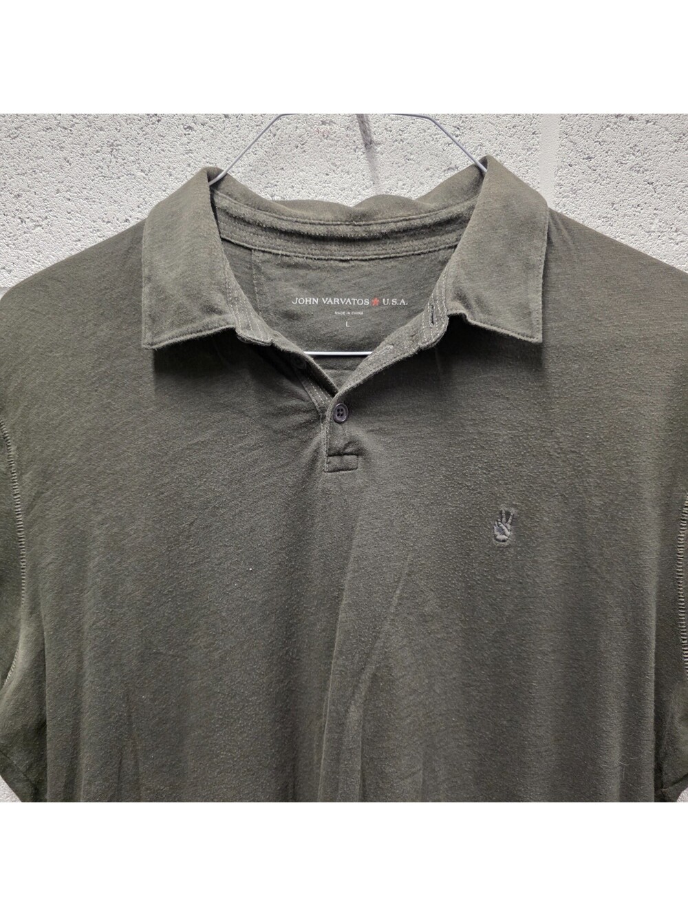John Varvatos Polo Shirt Mens Large Golf Resort Casual Knit Gray Short Sleeve
